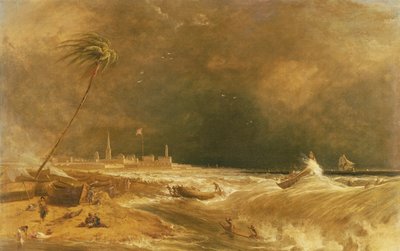 Madras, or Fort St. George, in the Bay of Bengal - A Squall Passing Off, 1833 by William Daniell